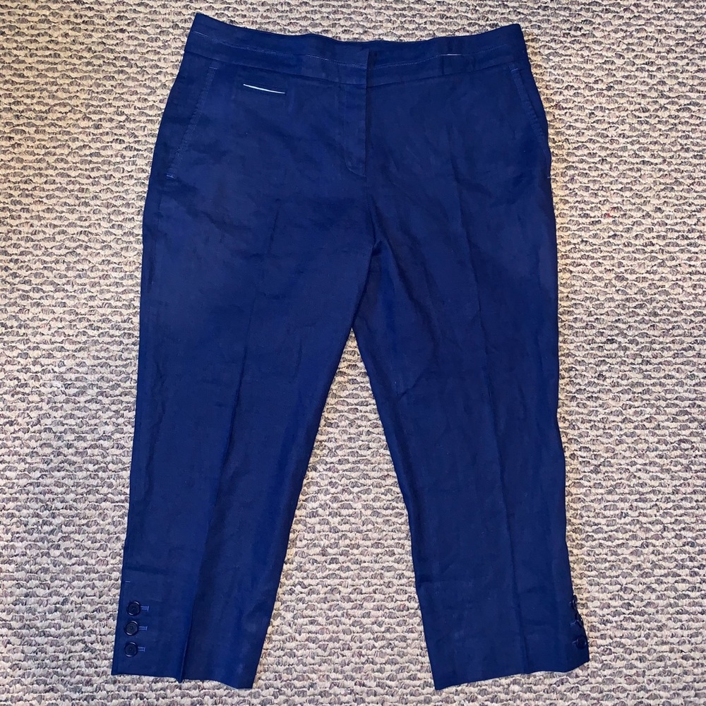 Faconnable Flat Front Linen Blend Capris